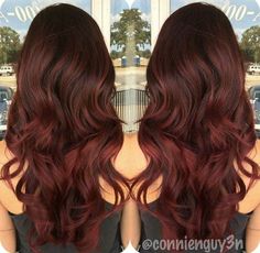 marsala ombre for dark brown hair Red Tone Balayage, Classy Red Hair, Deep Auburn Hair, Pelo Color Vino, Deep Auburn, Dark Auburn Hair, Marsala Color, Nice Hair