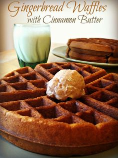 there is a waffle with cinnamon butter on it