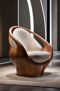 an unusual chair is sitting in the middle of a room