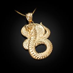 Yellow Gold Charging King Cobra Snake Pendant Necklace Metal Purity: 10k and 14k Metal Color: Yellow Gold, White Gold and Rose Gold Available as pendant or necklace. Available in 16", 18", 20", 22" chain length Pendant weight: 2.50 grams (10k) | 2.70 grams (14k). Pendant height (w/ bail): 1.28 inches Pendant width: 0.73 inches Bail opening: 3.00 mm Finish: High Polished Gold Snake-shaped 14k Gold Necklace, Gold Snake Shape 14k Gold Necklace, Snake-shaped Yellow Gold Jewelry For Anniversary, Snake Shape Yellow Gold Jewelry For Anniversary, Anniversary Yellow Gold Snake-shaped Jewelry, Engraved Yellow Gold Snake Chain Necklace, 14k Gold Diamond-cut Snake Chain Jewelry, Diamond Cut Snake Chain Necklace For Gift, 14k Yellow Gold Snake-shaped Jewelry