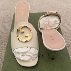 Brand New, Never Worn. Got Them For My Mom But Didn’t Fit Her. Perfect Pair Of Heels For Any Occasion! Size 39 (Europe) And 9 Us. Authentic Product. Designer Open Toe Heels With Contrasting Heel Counter, Gucci Luxury Sandals With Leather Sole, Gucci Luxury Open Toe Sandals, Luxury Gucci Open Toe Sandals, Gucci Sandals With Branded Heel Counter, Gucci Calf Leather Sandals For Summer, Gucci Summer Calf Leather Sandals, Gucci Open Toe Calf Leather Sandals, Gucci Luxury Mules With Branded Heel