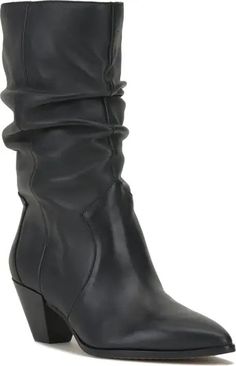 Free shipping and returns on Vince Camuto Sensenny Slouch Pointed Toe Boot at Nordstrom.com. <p>A slouchy shaft creates a trend-savvy aesthetic on a versatile boot framed by a pointy toe and tapered block heel.</p> Pointed Toe Mid-calf Boots With Stacked Heel For Fall, Fall Mid-calf Boots With Stacked Heel And Pointed Toe, Spring Mid-calf Boots With Stacked Heel, Fitted Synthetic Heeled Boots For Fall, Faux Leather Pointed Toe Wedge Boots For Fall, Spring Wide Calf Stacked Heel Boots, Wide Calf Mid-calf Boots With Stacked Heel For Spring, Fall Mid-calf Boots With Stacked Heel, Fall Season Mid-calf Boots With Stacked Heel