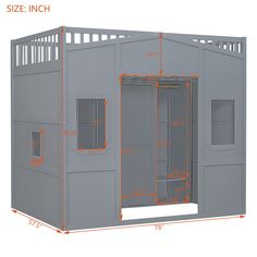 an image of a building with measurements for the door and window section on it's side