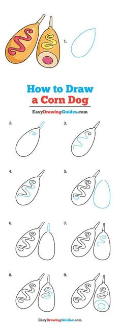 how to draw a corn dog step by step instructions for kids with pictures on it