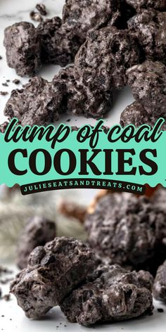 Looking for more desserts to make at home? Start with these Lump of Coal Cookies! These homemade no-bake cookies are made of crushed Oreos, marshmallows, and butter. Pin these simple sweet treats! Coal Cookies, Fun Christmas Cookies, Best No Bake Cookies, Lump Of Coal, Hot Chocolate Spoons, Pinwheel Cookies, Delicious Christmas Cookies, Christmas Ham, Easy Christmas Treats