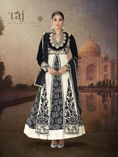 Designer Anarkali Suit Off White Anarkali, Black Anarkali, Designer Suit, Printed Gowns