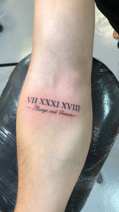 a person with a tattoo on their foot that reads vixvi xxviii