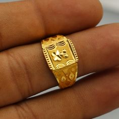 22kt yellow gold handmade ring jewelry from India. Weight- 2.04 grams approx. Metal- yellow gold real gold. Metal purity- 22 Karat. Brand- StarLikesGold Size - 9.75 US.  Width-  1.2 centimeter approx. Condition- excellent brand new Please feel free to ask if you have any query.                            . 22k Gold Yellow Ring Gift, 22k Gold Yellow Ring As A Gift, Gift 22k Gold Yellow Ring, Gift Yellow 22k Gold Ring, Men's Rings Gold Indian, Gold Men Ring, Gold Rings For Men, Engagement Mehndi, 22k Gold Ring