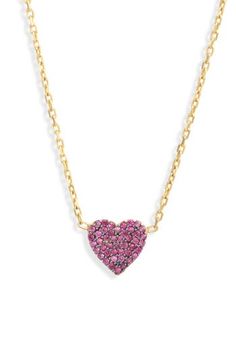 Twinkly cubic zirconia light up the heart-shaped charm that anchors this delicate, giftable necklace. 16" length; 2" extender Sterling silver/18k-gold plate/cubic zirconia Made in Turkey Heart Pendant Necklace, Anchors, Heart Pendant, Womens Jewelry Necklace, Light Up, Diamond Necklace, Cubic Zirconia, 18k Gold, Gold Plate