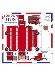 the london bus paper model is shown in red, white and blue colors with instructions on how to make it