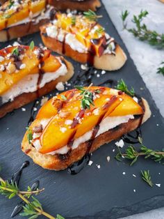 grilled peaches and goat cheese on toasted bread