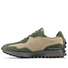 New Balance 327 Casual Shoes 'Olive Green Beige' MS327WG Olive New Balance, Olive Green Shoes Outfit, Green Shoes Outfit Men, Olive Low-top Sneakers For Sports, Womens Green New Balance, New Balance 327 Khaki, New Balance Green Sneakers For Streetwear, Green Shoes Outfit, Olive Green Shoes