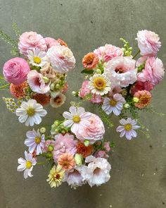 pink and white flowers are arranged in a circle