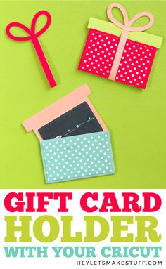 the gift card holder with your cricut is on top of a green surface