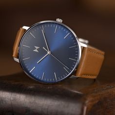 Movado Mens Watches, Classic Jewelry Pieces, Slim Watches, Blue Watches, Brown Leather Strap, Dress Watch, Engraved Items, Watch Gifts, Watch Sale