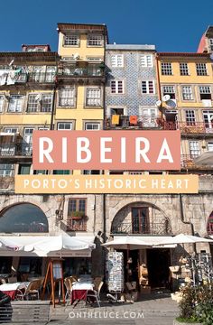 an old building with the words riberia on it's front and side windows