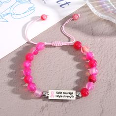 Material: Mixed Material Fashion Element: English Letters Style: Personality Pink Bracelets With 8mm Beads For Mother's Day, Pink Bracelet With 8mm Beads For Mother's Day, Pink Casual Beaded Bracelets For Mother's Day, Casual Pink Beaded Bracelets For Mother's Day, Adjustable Pink Gemstone Beaded Bracelets, Casual Pink Gemstone Beaded Bracelets, Adjustable Rose Red Bracelet For Gift, Adjustable Rose Red Bracelet Perfect For Gifts, Adjustable Rose Red Bracelets As Gift