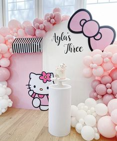 a hello kitty themed birthday party with balloons