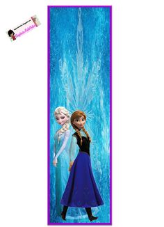 an image of two frozen princesses standing next to each other in front of a blue background