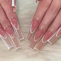 Shape: 24 Tapered Square Nails In 10 Sizes To Fit Most Finish: Glossy Length: Extra Long French Tip Outline, Outline Nails, August Holidays, Acrylic Nail Designs Coffin, French Acrylics, Color Minimalist, Tapered Square Nails, Lines On Nails, French Tip Acrylic Nails