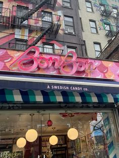 a store front with the word candy painted on it