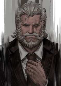 an old man with a beard and long white hair is wearing a suit and tie