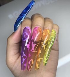 SheSoBoujiee 🦋💕💦 Rainbow Nails, Acrylic Nail Art, Acrylic Nails Coffin