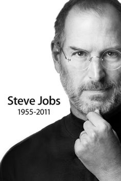 steve jobs is looking at the camera with his hand on his chin and wearing glasses