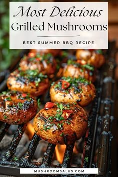 grilled mushrooms on the grill with text overlay