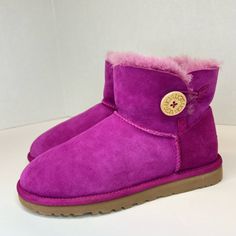 Questions? Leave A Comment Below! Purple Round Toe Boots For Fall, Luxury Purple Boots With Round Toe, Winter Boots Purple, Ugg Boots Purple, Fitted Ankle-high Purple Boots, Mini Baileys, Pull On Boots, Plum Purple, Ugg Shoes