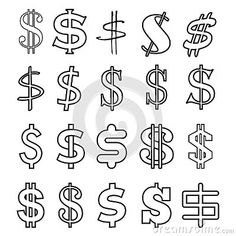 set of dollar signs and symbols