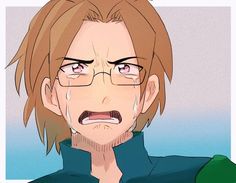 an anime character with glasses and long hair looking at the camera while wearing eyeglasses