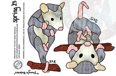 three cartoon mouses sitting on top of each other