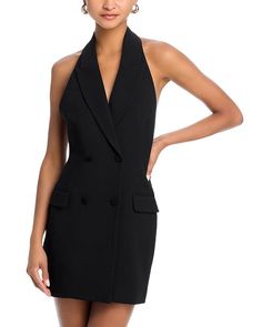 Bardot Freya Vest Mini Dress Women - Bloomingdale's Black Halter Neck Dress For Workwear, Fitted Halter Neck Midi Dress For Work, Chic Halter Neck Midi Dress For Work, Denim Skirt Trend, Joggers Track Pants, Shearling Vest, Bra Dress, Short Denim Skirt, Skirt Trends