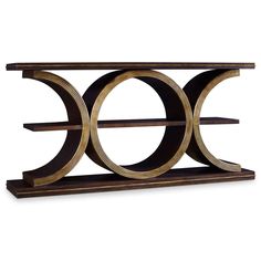 an art deco book shelf with two circular shelves