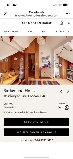 the modern house website is displayed on an iphone device, and it appears to be for sale