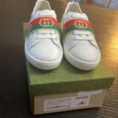 Brand New Kids Gucci Sneakers Size 31/13 And Size 33/2. Comes With Box And Dust Bag. White Gucci Sneakers With Logo, White Gucci Sneakers With Logo Detail, Gucci Sneakers, Shoes Brand, Gucci Shoes, New Kids, Shoe Brands, Kids Shoes, Stylish Outfits