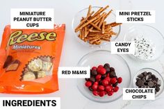 ingredients needed to make candy reindeer treats Rudolph Treats, Candy Reindeer