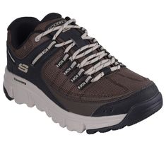 Step up your outdoor tech style wearing Skechers Summits AT - Upper Draft. This modern outdoor lace-up features a durable mesh upper with synthetic overlays, a super flexible trenched traction outsole, and a Skechers Memory Foam cushioned comfort insole. | Skechers Men's Summits - AT Sneaker | Medium Width | Skechers Memory Foam cushioned comfort insole | Durable mesh lace-up with synthetic overlays | Rugged well-cushioned midsole | Trenched flexible traction outsole | 1 1/2-inch heel height | Skechers Sporty Slip-resistant Lace-up Hiking Boots, Durable Lace-up Running Shoes For Walking, Breathable Lace-up Sneakers For Outdoor Work, Lace-up Walking Running Shoes, Durable Lace-up Walking Sneakers, Durable Lace-up Sneakers For Walking, Durable Sporty Walking Shoes, Durable Sporty Lace-up Trail Running Shoes, Durable Rugged Sneakers For Sports