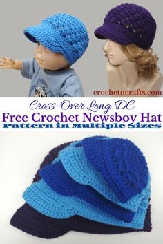 crochet newsboy hat pattern for babies and toddlers to make them look like they are wearing hats