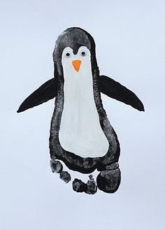 a drawing of a black and white penguin