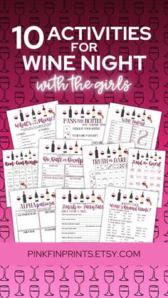 10 activities for wine night with free printables on pinkpinnsyst com