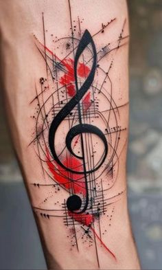 a tattoo with music notes on it