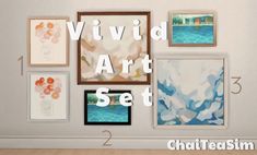 there is a wall with pictures on it and the words vivivid art set