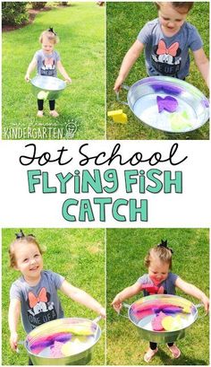 a collage of photos showing how to make a flying fish catch