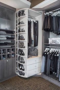 a walk in closet filled with lots of clothes