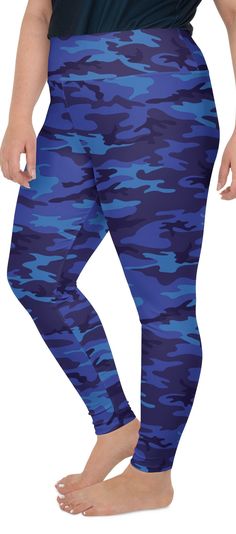 Camo is not meant to blend in when it is a Gearbunch camouflage design! The Gearbunch Blue Camo Plus Size Leggings are a bright and vibrant design in dark blue, navy and light blue. The super soft stretchy fabric, wide elastic waistband and flattering fit mean that these leggings are perfect for workouts, yoga, lounging on the couch, and everything in between. Be Happy, Be Bright, Be You with Gearbunch.   Available in sizes XXL (2XL), XXXL (3XL), XXXXL (4XL), XXXXXL (5XL), XXXXXXL (6XL) Capri Pants Outfits, Workouts Yoga, Black Capri Pants, Camouflage Design, Legging Outfits, Womens Leggings, Blue Camo, Plus Size Leggings, Vibrant Design