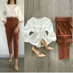 Fashion For Teens, Corporate Attire, Causual Outfits, Brown Pants, Casual Work Outfits, Work Outfits Women, Professional Outfits, Girls Fashion Clothes, Teenage Fashion Outfits