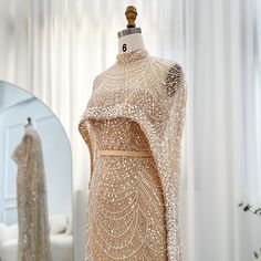 Arabic Women, Sequin Cape, Champagne Evening Dress, Pearl Wedding Dress, Exquisite Gowns, Arab Women, Cape Dress, Dress Gown, Floor Length Dresses