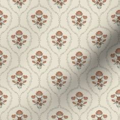 a white and brown wallpaper with flowers on it